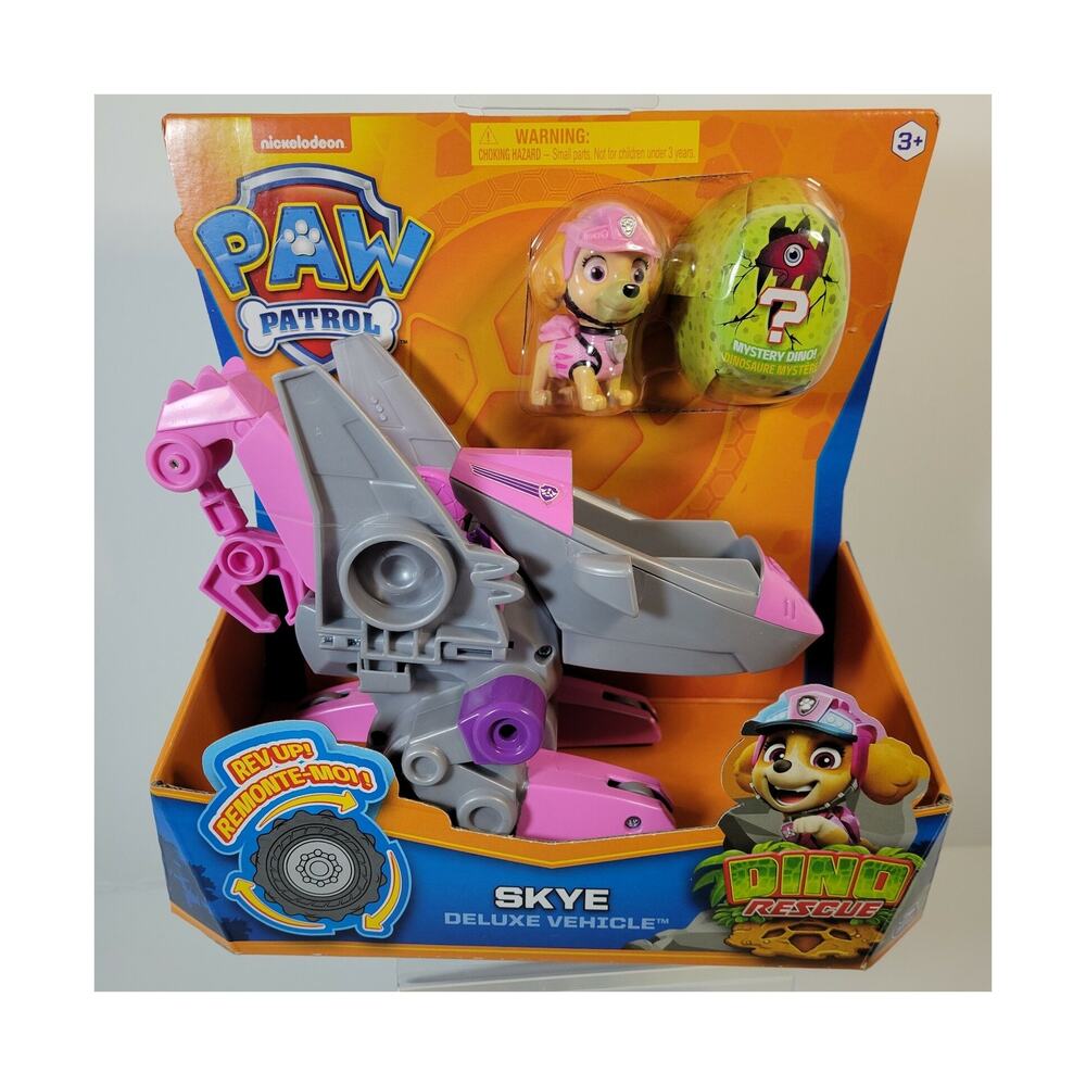 PAW PATROL SKYE DELUXE VEHICLE DINO RESCUE NIB Nickelodeon Dog Pup Pink Dinosaur